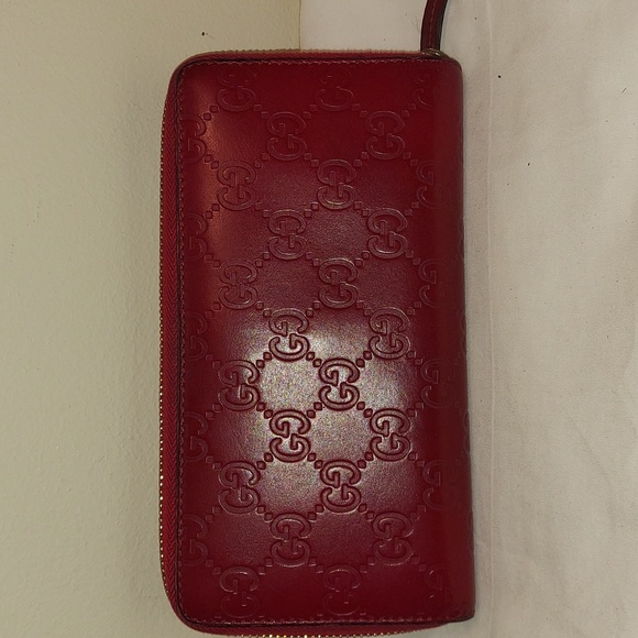 Gucci Bow Red Leather Zippy Wallet - Picture 2 of 9